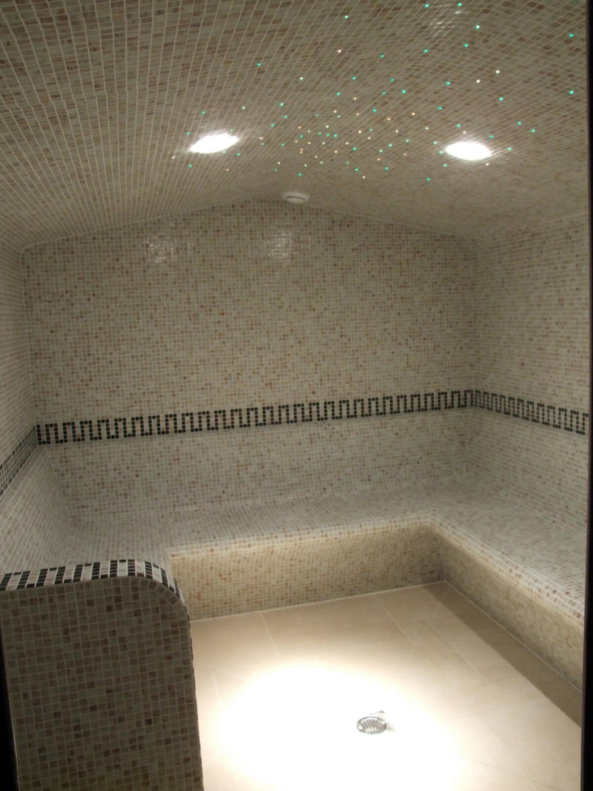 Benches With Tiles in a Steam Room