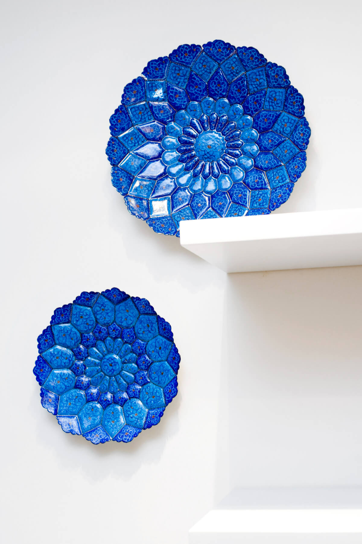 Blue Floral Pattern Plates Hung on Walls